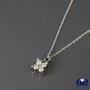 Natural 0.20 Carat Round Cut Diamond Pendant Necklace 14K White Gold W/Chain