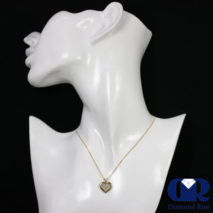 Women's Round Cut Diamond Heart Pendant Necklace In 14K Yellow Gold - Diamond Rise Jewelry
