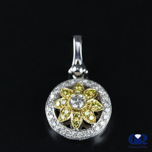 0.98 Carat Round Cut Diamond Pendant 14k White & Yellow Gold - Diamond Rise Jewelry