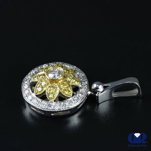 0.98 Carat Round Cut Diamond Pendant 14k White & Yellow Gold - Diamond Rise Jewelry