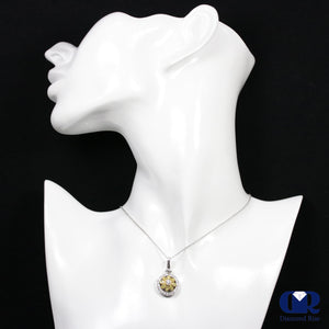 Women's White & Yellow Diamond Pendant Necklace White & Yellow Gold W/16" Chain - Diamond Rise Jewelry