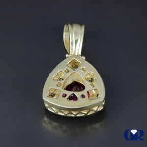 Women's Pink Trillion Tourmaline & Diamond Pendant Necklace In 14K Yellow Gold - Diamond Rise Jewelry