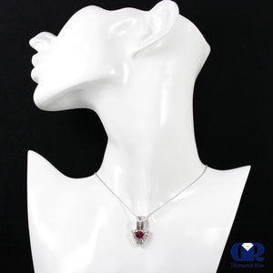 Women's Trillion Pink Tourmaline & Diamond Pendant Necklace In 14K White Gold - Diamond Rise Jewelry