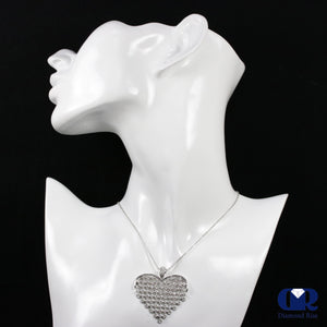 Women's Round Diamond Large Heart Pendant Necklace In 14K White Gold - Diamond Rise Jewelry