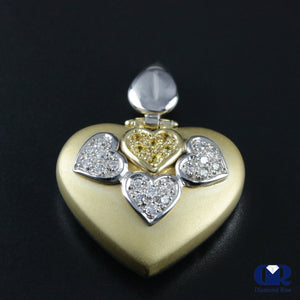 Women's Large Diamond Heart Shaped Pendant Necklace In 14K Yellow Gold & White Gold - Diamond Rise Jewelry