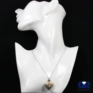 Women's Large Diamond Heart Shaped Pendant Necklace In 14K Yellow Gold & White Gold - Diamond Rise Jewelry