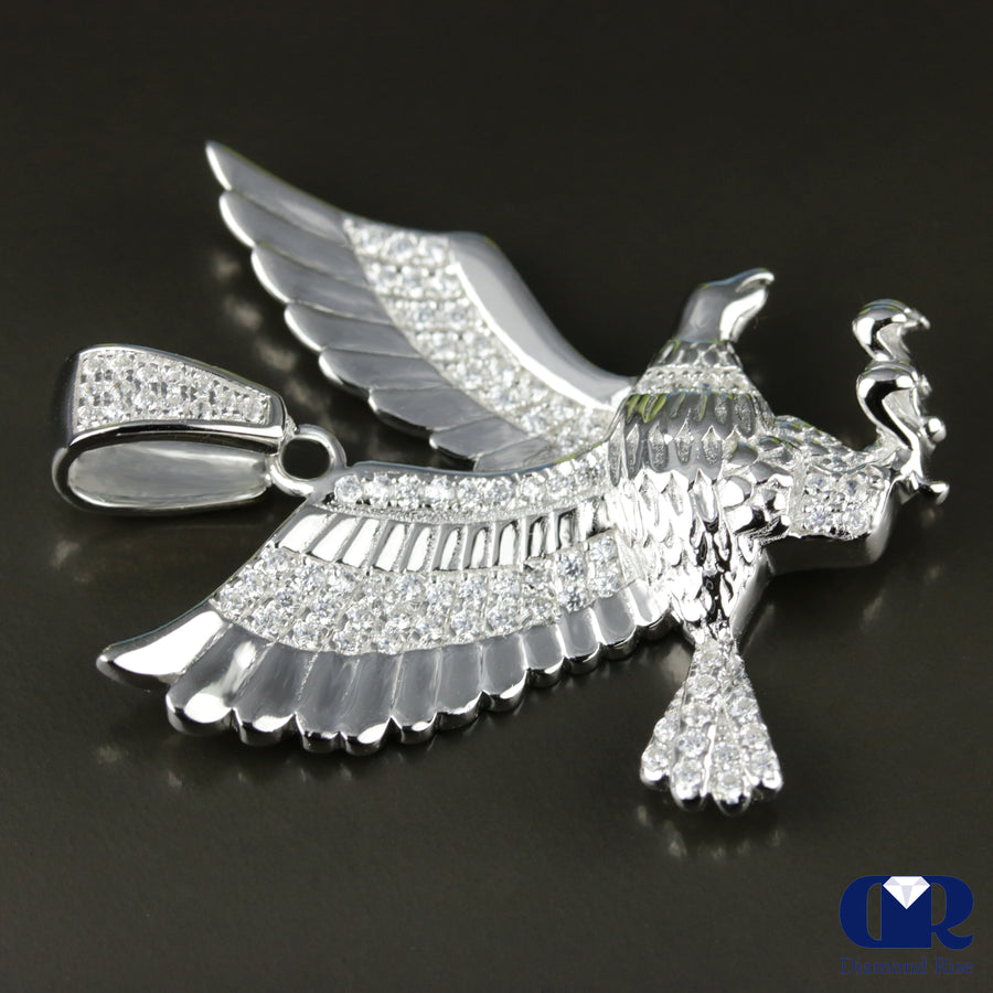 Men's Diamond Eagle Pendant In 14K White Gold - Diamond Rise Jewelry