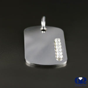 Men's Diamond Dog Tag Pendants In 14K White Gold - Diamond Rise Jewelry