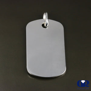 Men's Diamond Dog Tag Pendants In 14K White Gold - Diamond Rise Jewelry