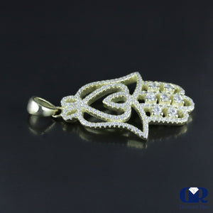 Diamond Micro Pave Hamsa Hand Charm Pendant In 14K Gold - Diamond Rise Jewelry