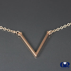 Solid 14K Gold V Shape Necklace 16" - Diamond Rise Jewelry