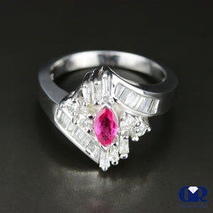 Women's Marquise  Ruby & Diamond Cocktail Ring & Right Hand Ring In 14K Gold - Diamond Rise Jewelry