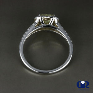 1.02 Heart Cut Fancy Yellow Diamond Halo Engagement Ring 14K White Gold - Diamond Rise Jewelry