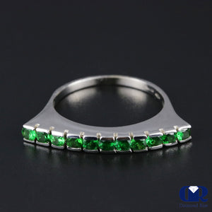 Women's Diamond Emerald & Sapphire Right Hand Ring & Cocktail Ring In 14K White Gold - Diamond Rise Jewelry