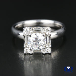 1.62 Carat Round Cut Diamond Engagement Ring In 18K White Gold - Diamond Rise Jewelry