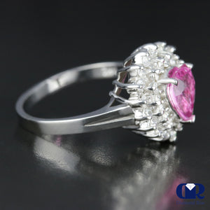 1.90 Ct Natural Pink Sapphire & Diamond Engagement Ring - Diamond Rise Jewelry