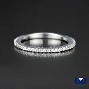 Women's Round Cut Diamond Sharing Prong Wedding Band In 14K White Gold - Diamond Rise Jewelry