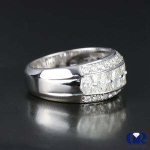 Women's Marquise Round & Baguette Diamond Wedding Anniversary Ring In 18K White Gold - Diamond Rise Jewelry