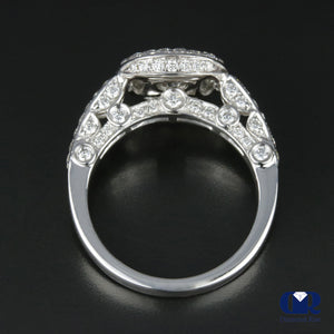 2.15 Carat Round Cut Diamond Halo Engagement In 18K White Gold - Diamond Rise Jewelry