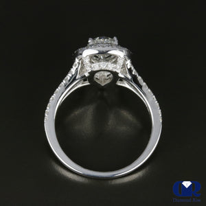 Natural 1.63 Ct Pear Cut Diamond Double Halo Engagement Ring 18K White Gold