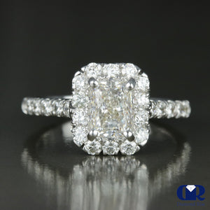 1.91 Carat Radiant Cut Diamond Halo Engagement Ring In 14K White Gold - Diamond Rise Jewelry
