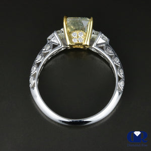 1.97 Carat Cushion Cut Fancy Yellow Engagement Ring In 18K White Gold - Diamond Rise Jewelry