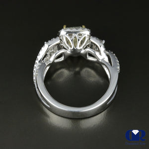 2.08 Carat Cushion Cut Fancy Yellow Diamond Halo Twisted Engagement Ring 18K White Gold - Diamond Rise Jewelry