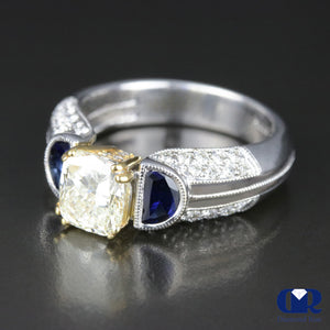 3.02 Carat Cushion Cut Diamond Engagement Ring In 18K White Gold - Diamond Rise Jewelry