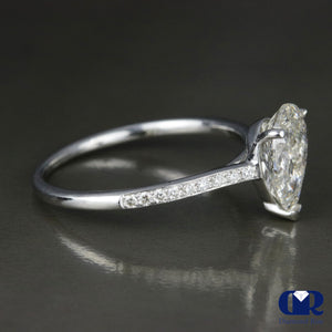 Natural 1.44 Ct Pear Shape Diamond Solitaire Engagement Ring 14K White Gold