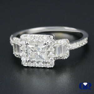 2.08 Carat Princess Cut Diamond Halo Engagement Ring In 14K White Gold - Diamond Rise Jewelry