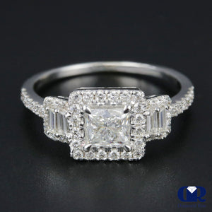 1.45 Carat Princess Cut Diamond Halo Engagement Ring In Platinum - Diamond Rise Jewelry