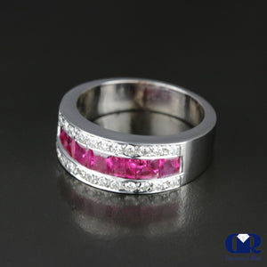 Women's Ruby and Diamond Wedding Anniversary Ring In 14K White Gold - Diamond Rise Jewelry