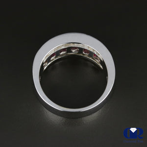 Women's Ruby and Diamond Wedding Anniversary Ring In 14K White Gold - Diamond Rise Jewelry