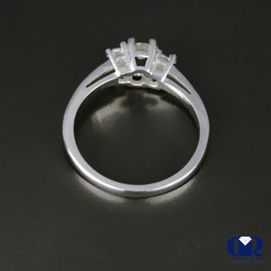 0.51 Carat Round Cut Diamond Three Stone Engagement Ring In 14K White Gold - Diamond Rise Jewelry