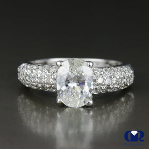 2.23 Carat Oval Cut Diamond Engagement Ring In 14K White Gold - Diamond Rise Jewelry