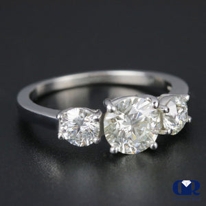 1.90 Carat Round Cut Diamond Three Stone Engagement Ring In Platinum - Diamond Rise Jewelry