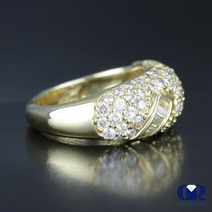 Women's Round & Baguette Diamond Cocktail Ring & Right Hand Ring In 14K Yellow Gold - Diamond Rise Jewelry
