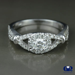 0.78 Carat Round Cut Diamond Twisted Shank Engagement Ring In 14K White Gold - Diamond Rise Jewelry