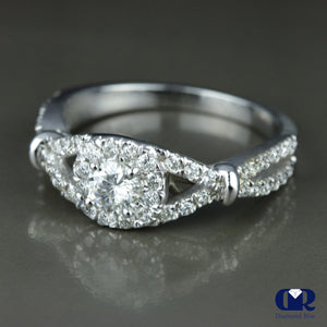 0.78 Carat Round Cut Diamond Twisted Shank Engagement Ring In 14K White Gold - Diamond Rise Jewelry