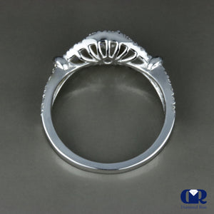 0.78 Carat Round Cut Diamond Twisted Shank Engagement Ring In 14K White Gold - Diamond Rise Jewelry