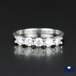 Women's Round Cut Diamond Sharing Prong Setting Wedding Anniversary Ring In Plantinum - Diamond Rise Jewelry