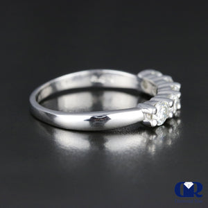 1.00 Carat Round Cut Diamond 5 Stone Wedding Band Anniversary Ring In 14K