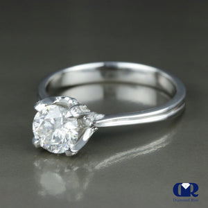 1.43 Carat Round Cut Diamond Solitaire Engagement Ring In 14K White Gold - Diamond Rise Jewelry