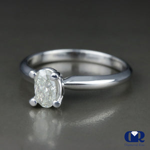 0.45 Carat Oval Cut Diamond 4 Prong Solitaire Engagement Ring In 14K White Gold - Diamond Rise Jewelry