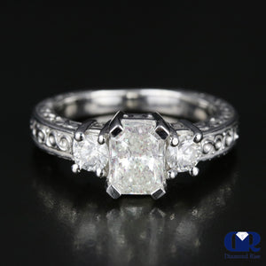 1.73 Carat Radiant Cut Diamond Three Stone Engagement Ring In 14K White Gold - Diamond Rise Jewelry