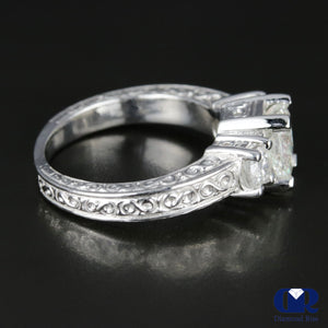 1.73 Carat Radiant Cut Diamond Three Stone Engagement Ring In 14K White Gold - Diamond Rise Jewelry