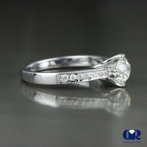 1.15 Carat Round Cut Diamond Engagement Ring In 14K White Gold - Diamond Rise Jewelry