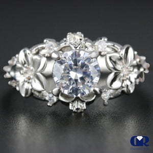 1.18 Carat Round Cut Diamond Engagement Ring In 14K White Gold - Diamond Rise Jewelry