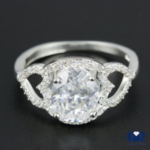 2.37 Carat Oval Cut Diamond Halo Engagement Ring In 14K White Gold - Diamond Rise Jewelry