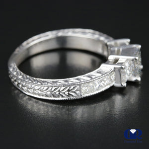 1.30 Carat Princess Cut Diamond Engagement Ring In 14K White Gold - Diamond Rise Jewelry